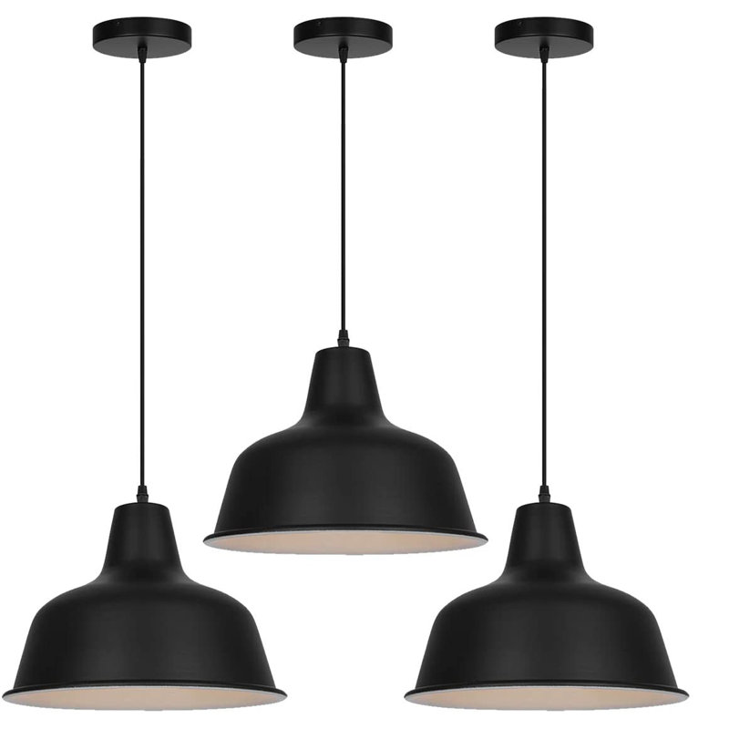 Matte Black Pendant Light 3 Pack Industrial Pendant